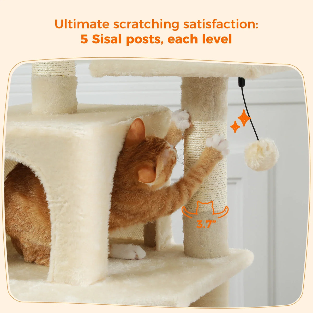 Large Cat Tree and Tower for Indoor Cats With Sisal-Covered Scratching Posts Spacious Hammock Padded Perches and Condos Cat Toys