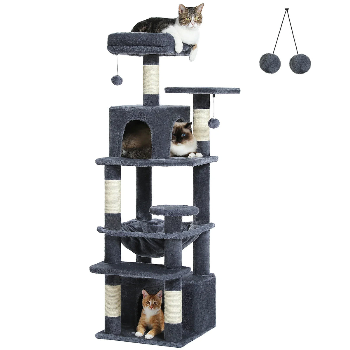 Large Cat Tree and Tower for Indoor Cats With Sisal-Covered Scratching Posts Spacious Hammock Padded Perches and Condos Cat Toys