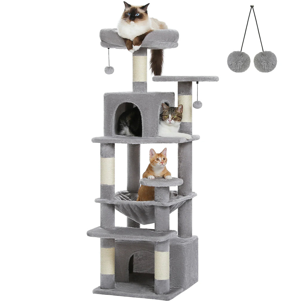 Large Cat Tree and Tower for Indoor Cats With Sisal-Covered Scratching Posts Spacious Hammock Padded Perches and Condos Cat Toys