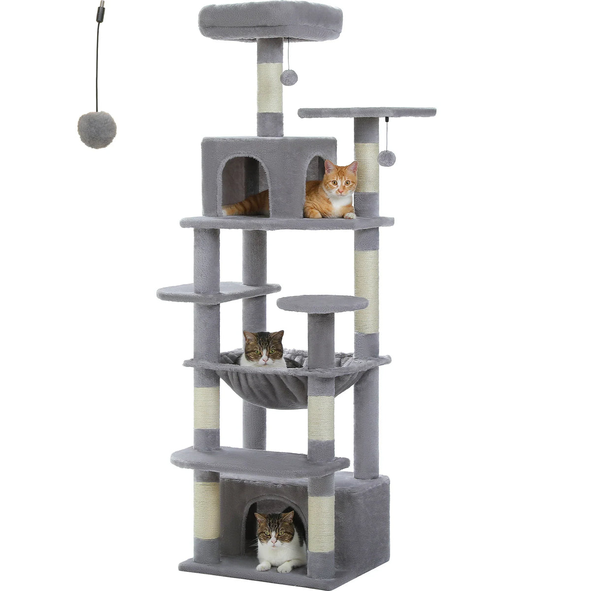 Large Cat Tree and Tower for Indoor Cats With Sisal-Covered Scratching Posts Spacious Hammock Padded Perches and Condos Cat Toys
