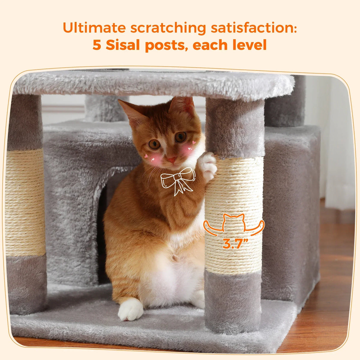 Large Cat Tree and Tower for Indoor Cats With Sisal-Covered Scratching Posts Spacious Hammock Padded Perches and Condos Cat Toys
