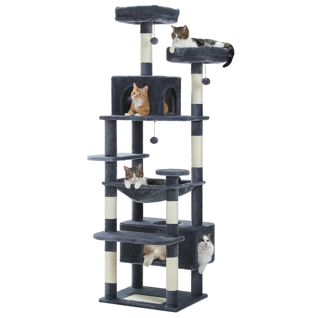Large Cat Tree and Tower for Indoor Cats With Sisal-Covered Scratching Posts Spacious Hammock Padded Perches and Condos Cat Toys