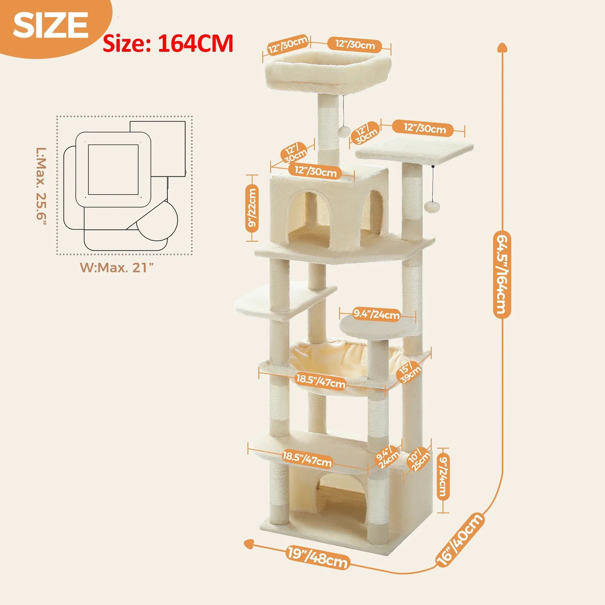 Large Cat Tree and Tower for Indoor Cats With Sisal-Covered Scratching Posts Spacious Hammock Padded Perches and Condos Cat Toys