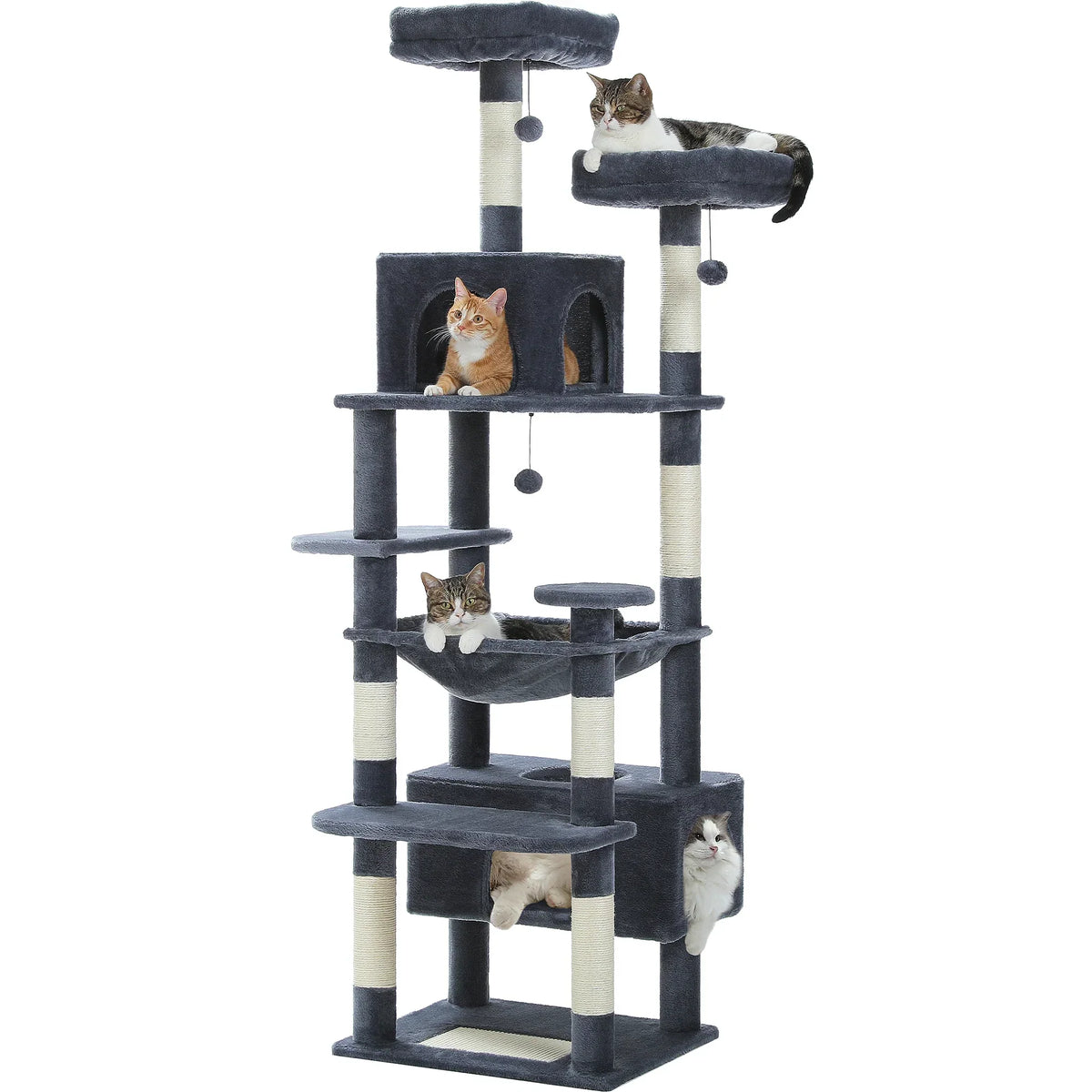 Large Cat Tree and Tower for Indoor Cats With Sisal-Covered Scratching Posts Spacious Hammock Padded Perches and Condos Cat Toys